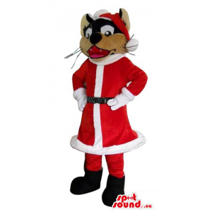 Wolf Santa Claus Mascot...