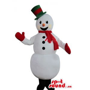 Happy Snowman in green hat...