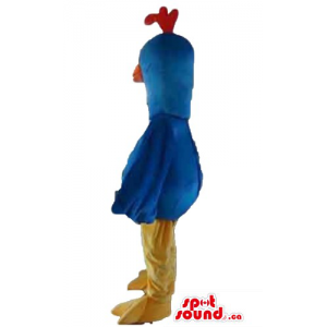 Funny blue Cock Bird Mascot...