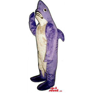 Purple And White Shark Ocean Animal Mascot With Fangs